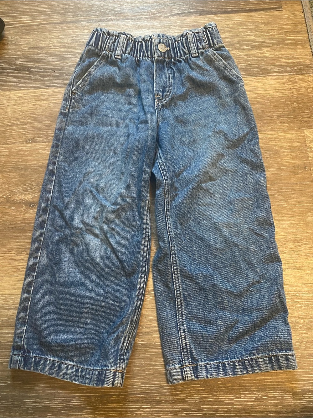 H&M Toddler Girl 4T - Wide Leg Elastic-Waist Denim Jeans - Blue